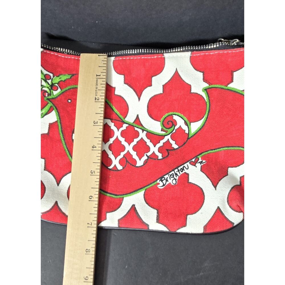 Brighton “Love Dove” Crossbody Pouch Merry & Bright Art Red Black Zip‎ Tassel - Picture 4 of 13